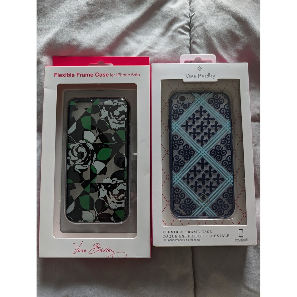 Vera Bradley iPhone 6 6s Flexible Frame Case Bundle Imperial Rose Blue 2pk NIB